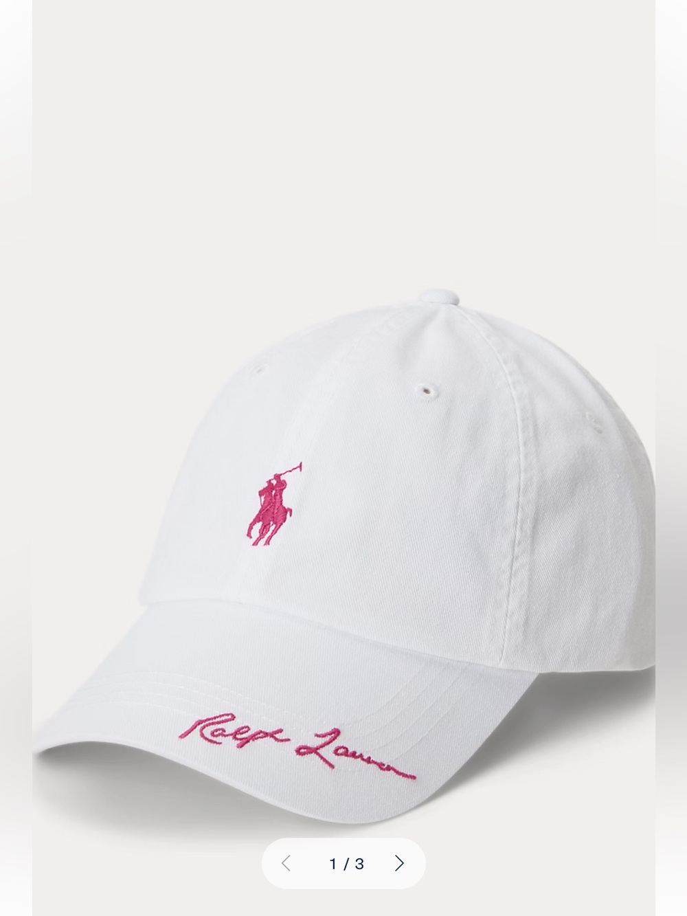 Polo Ralph Lauren White Adjustable Men’s Baseball Cap Pink Polo Pony One Size